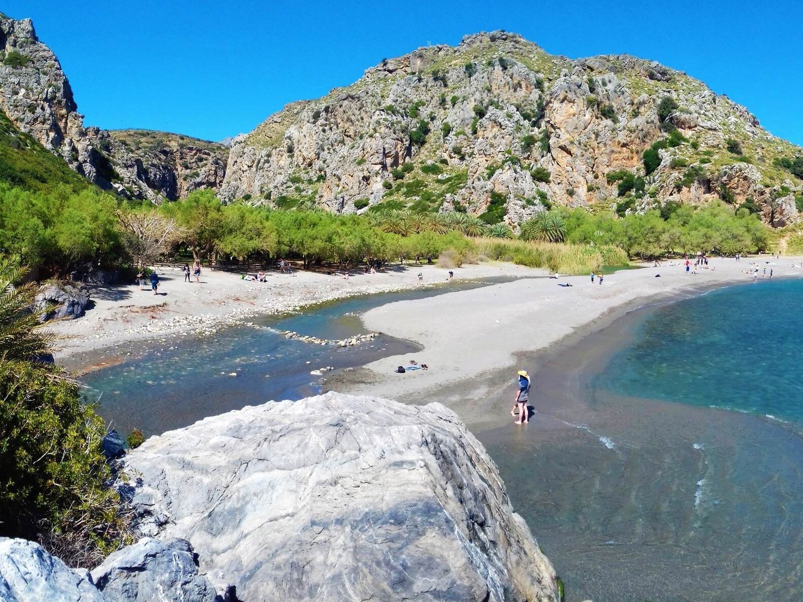 Foto: Der von Palmen gesumte Sandstrand von Preveli an der Sdkste Kretas - Lupe Reisen
